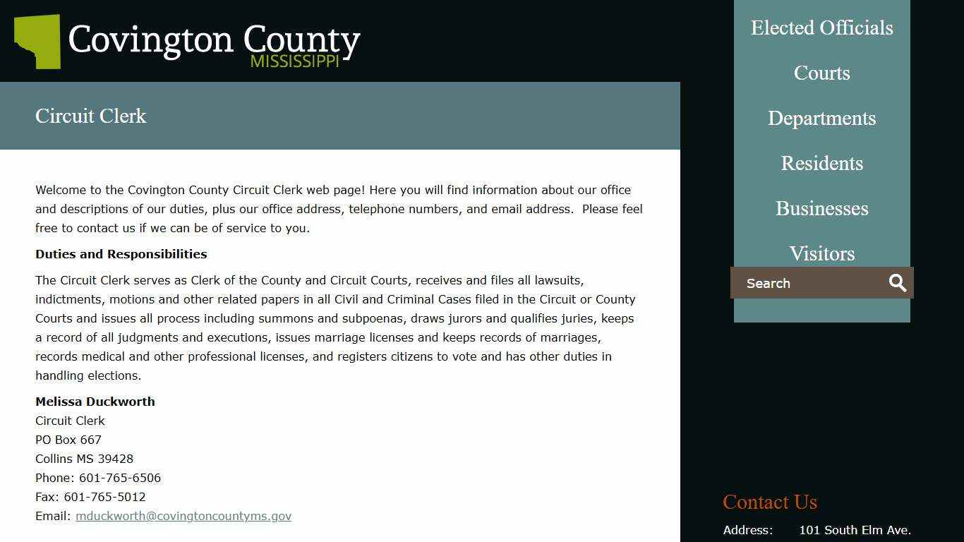 Circuit Clerk | Covington County - Mississippi